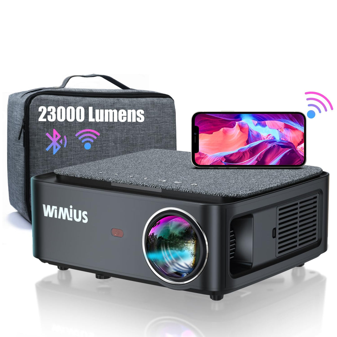 WiMiUS Full HD 1080P Heimkino Beamer mit 5G WiFi und Bluetooth, Unterstützung für 4K Videos, kompati