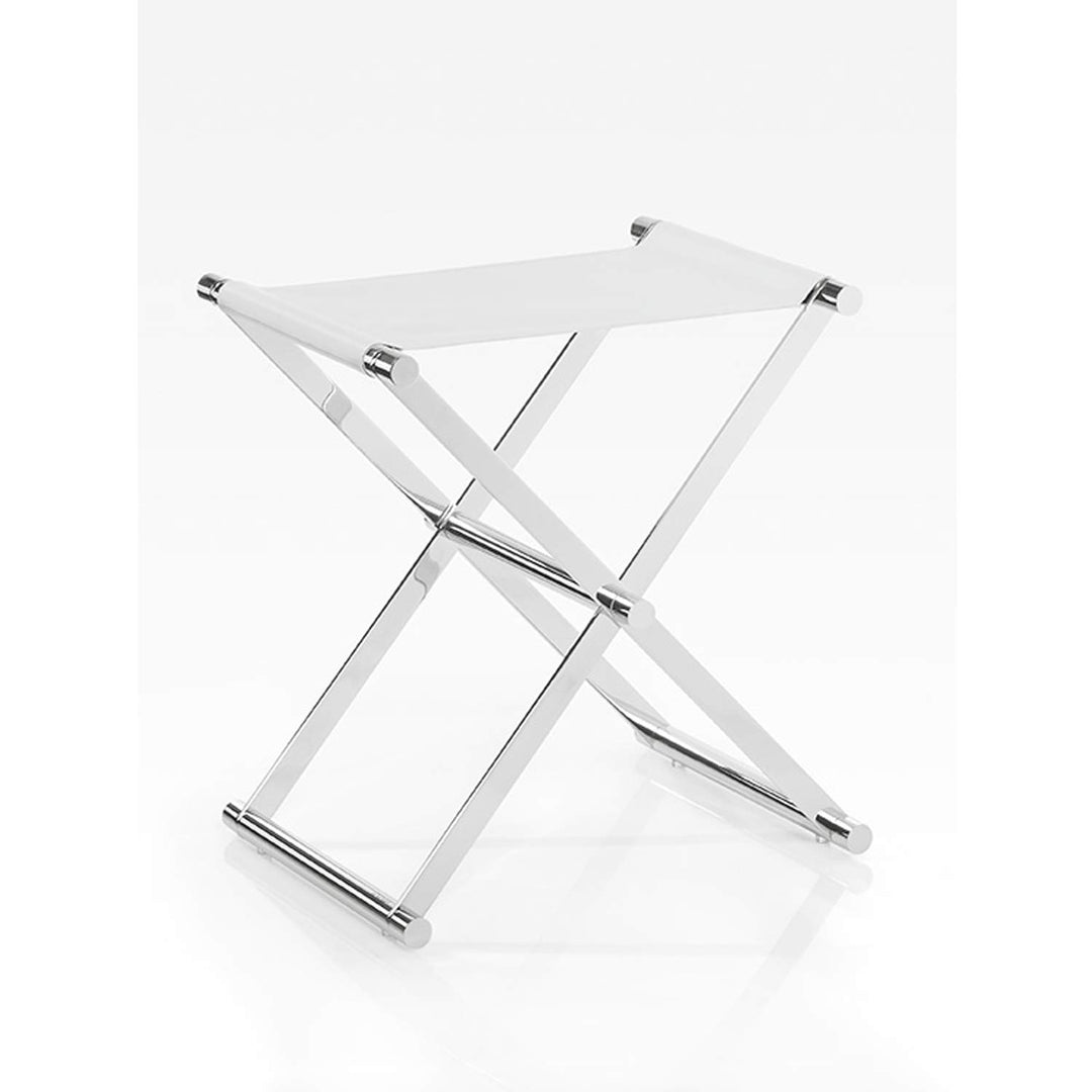 JOOP! BATHLINE, Hocker Chrom u. Lederimitat Weiss geprägt, Weiss u. Chrom