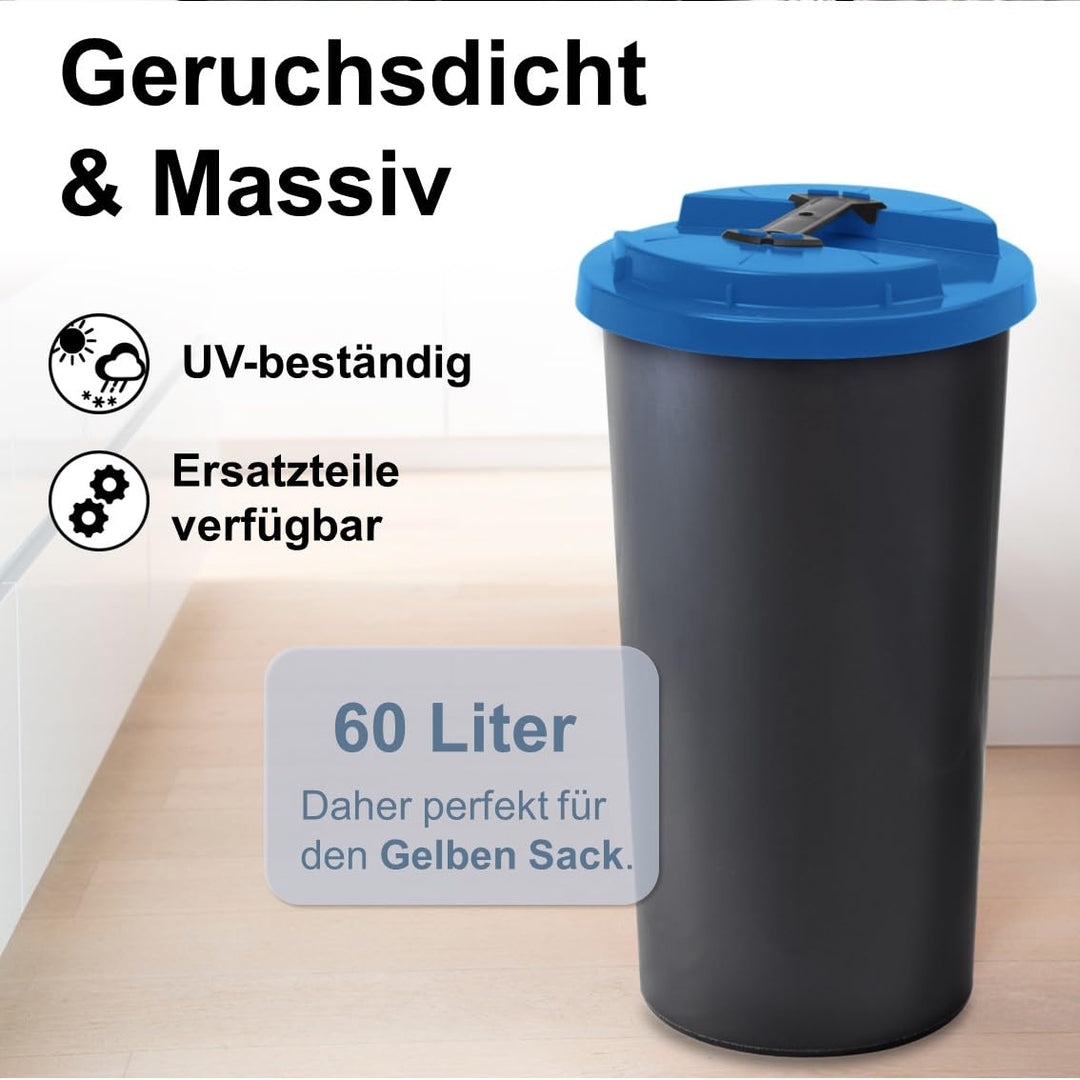 KUEFA BSC 60L Mülleimer, Müllsackständer, Gelber Sack Ständer inkl. Klemm-Ring für Müllbeutel, extra