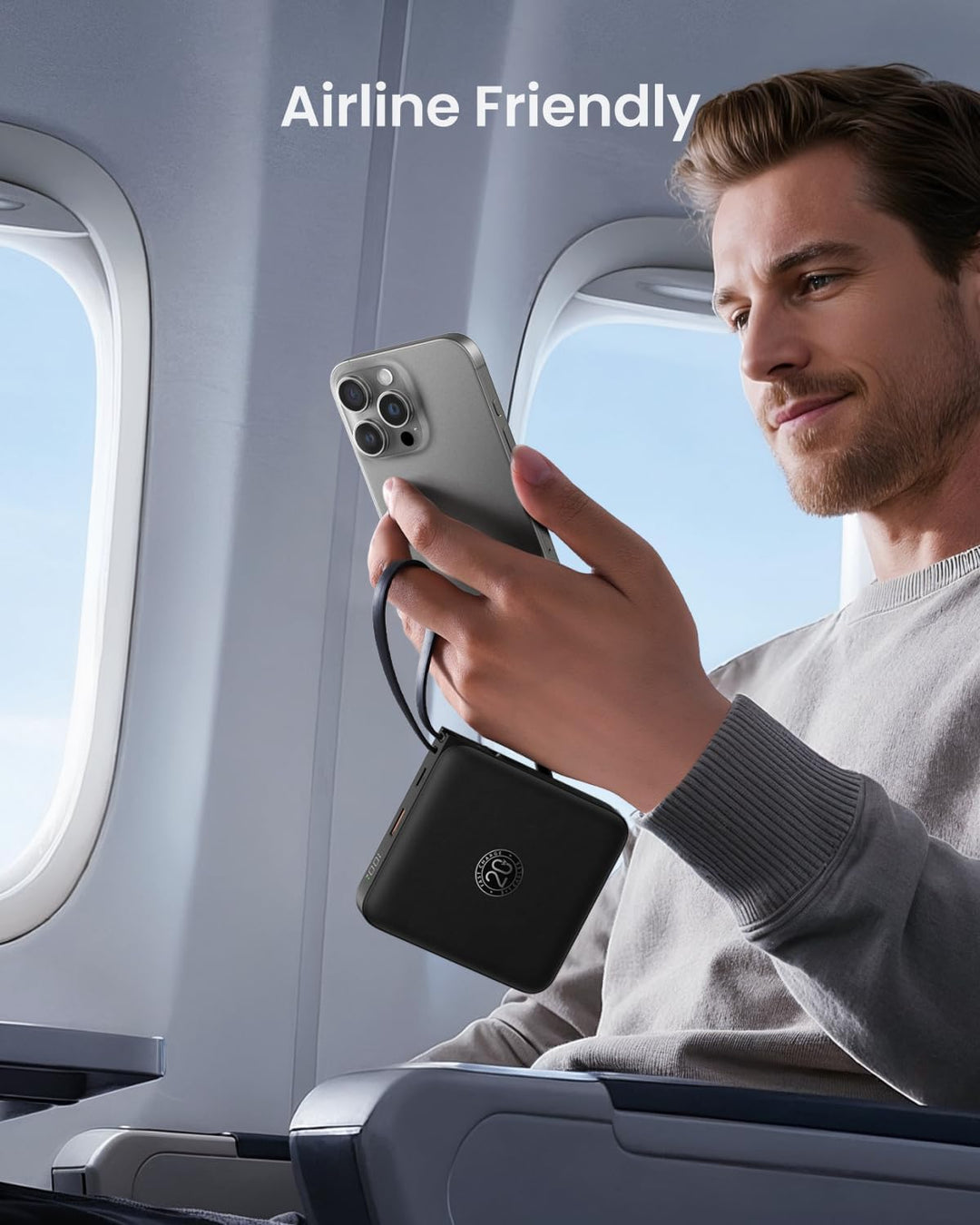 Powerbank 22,5W Power Bank mit Kabel 20000mAh USB-C Schnellladung Klein Externe Handyakkus &amp; LED-Dis