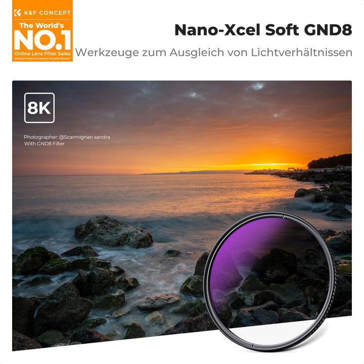 K&amp;F Concept Nano-X 67mm Soft GND8 Verlaufsfilter ND0,9(3 Stops,12,5%) Grauverlaufsfilter GND8 Filter
