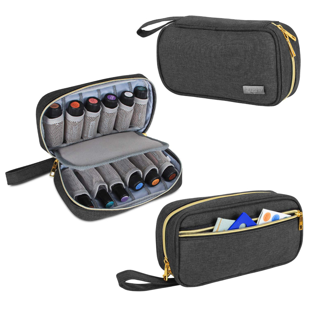 Luxja Ätherische Öle Aufbewahrung - Hält 12 Flaschen (5ml-15ml, Auch für Rollerflaschen), Öl Tasche