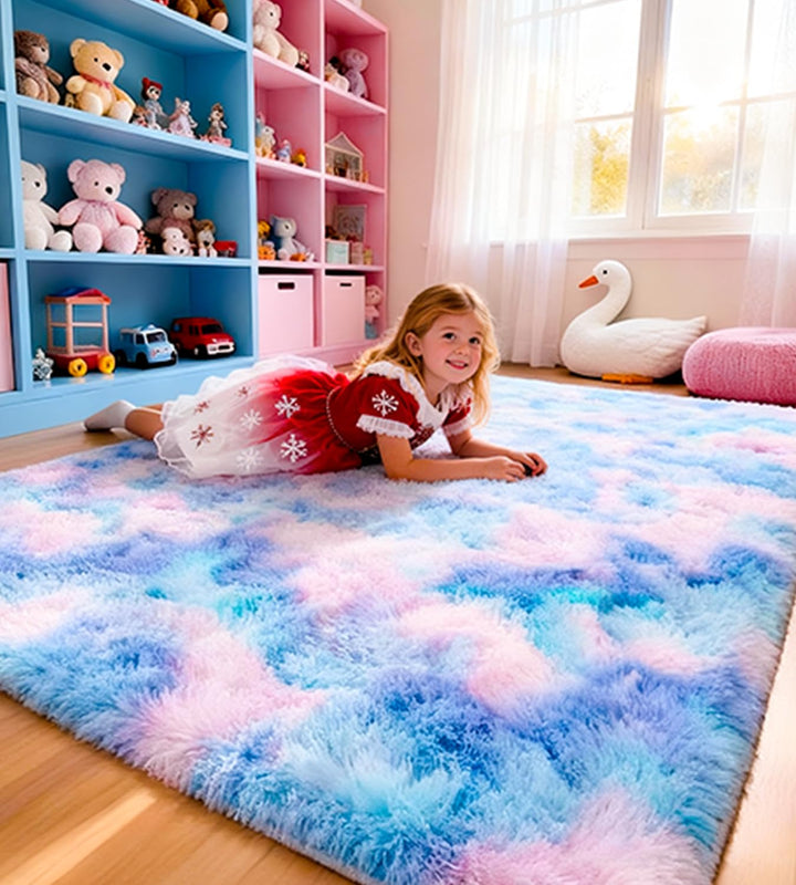 MARATIP Plüsch Teppich, Flauschiger Rund, Grosse Grösse Modernes Wohnzimmer, Kinder Mädchen, Weicher