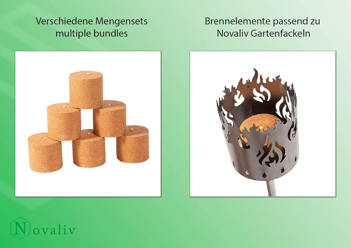 12x Holzspäne Brennelemente für Gartenfackel Wachsrollen für Gartenfackeln - Flackernder Feuer-Effek