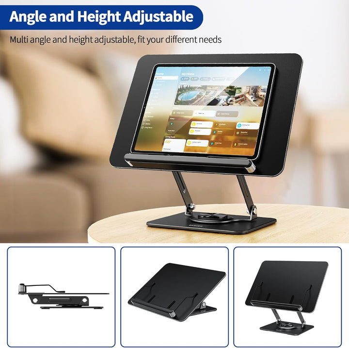 BESIGN BS02 Buchständer zum Lesen, Laptopständer mit 360° drehbarer Basis, Buchhalter mit elastische