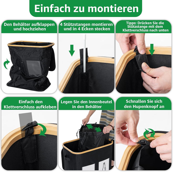 GARPROVM 160L Pfandflaschen Sammelbehälter, 2 Fächer Flaschensammler mit Doppel Silikonloch Sichtfen