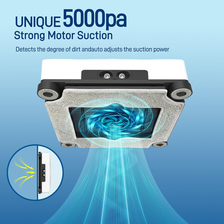 AlfaBot GLS480 Fensterputzroboter, 5000Pa Saugkraft Automatischer Fensterreiniger mit 4 Sprühdüsen,