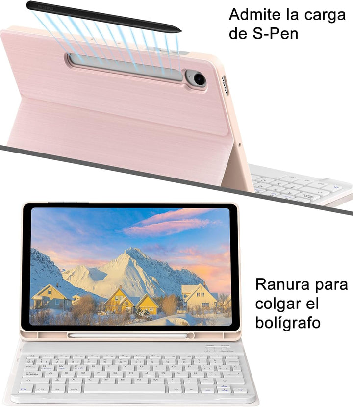 Samsung Galaxy Tab S9 FE Tastatur, 27,9 cm (10,9 Zoll), 2023, spanische Bluetooth-Tastatur für Samsu