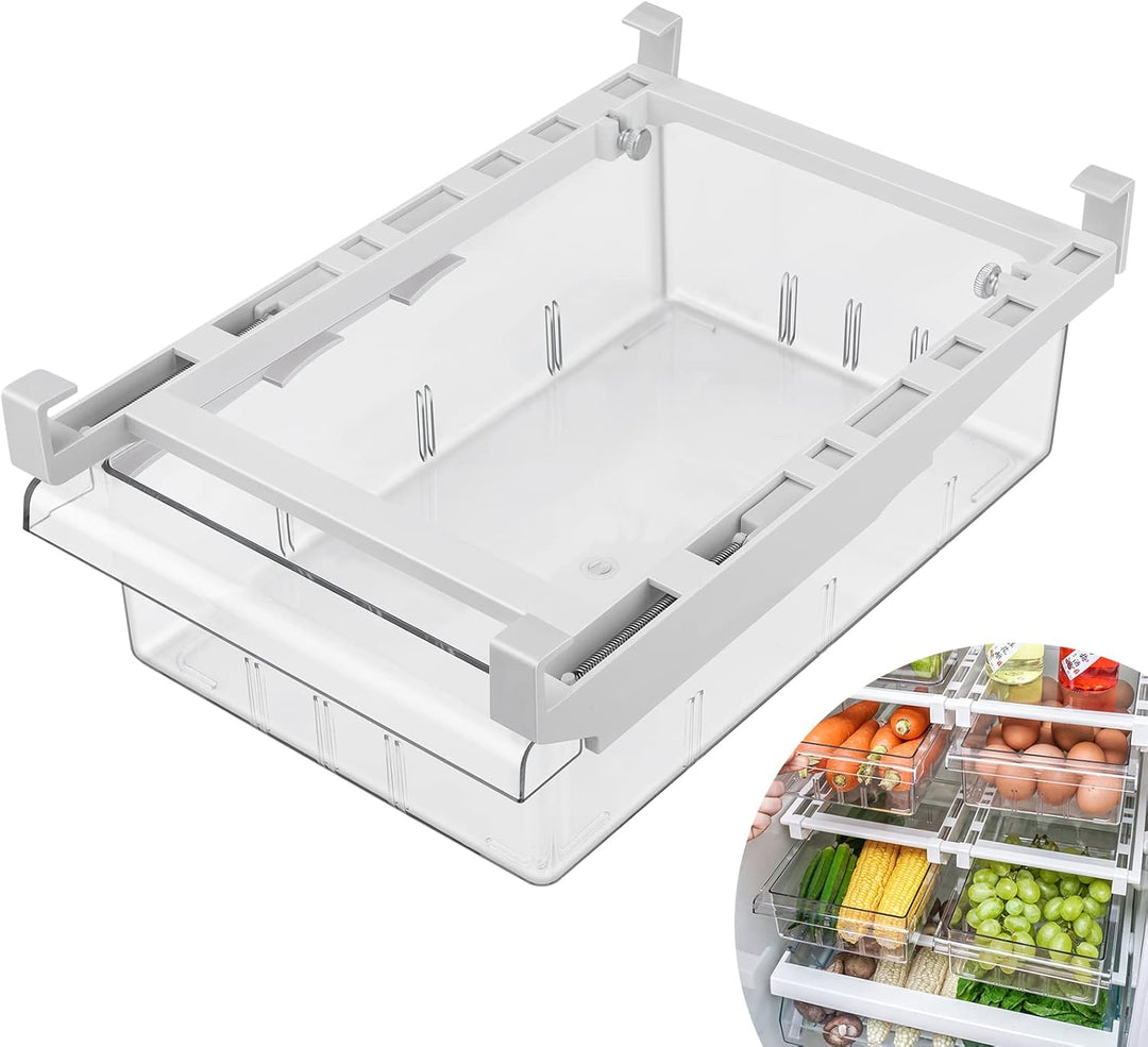Fridge Organiser Transparent Partition Layer Organiser Adjustable Storage Shelf Clamp Drawer Organis