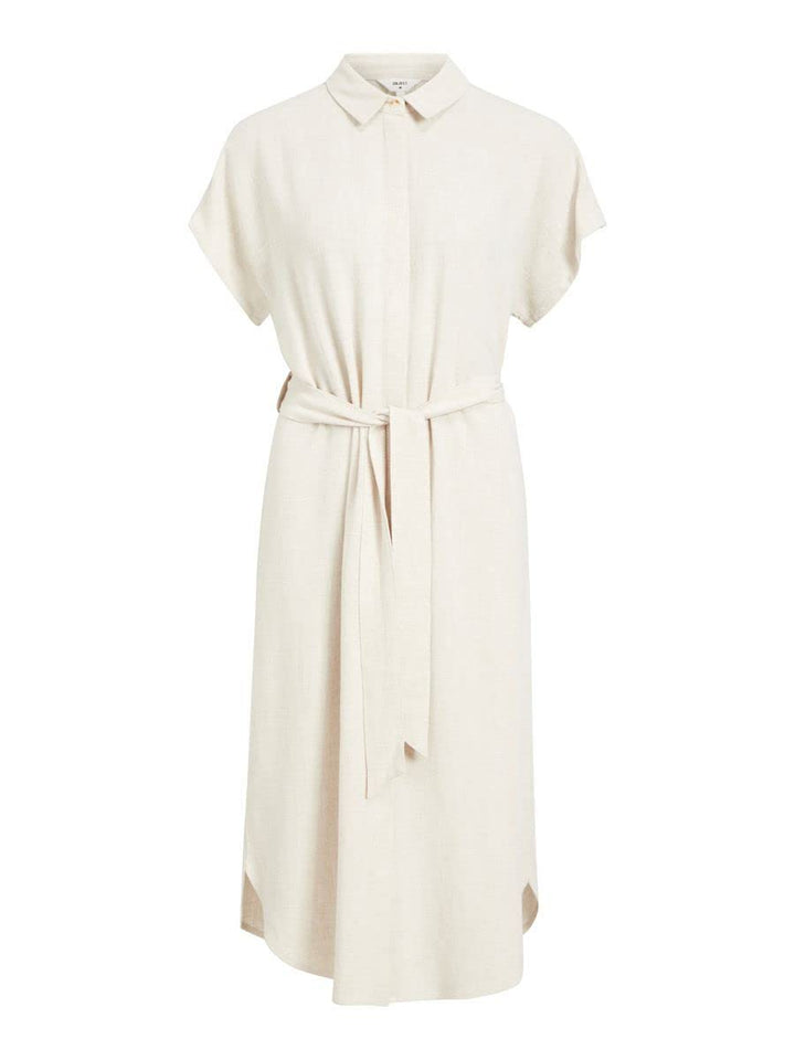 Object Female Blusenkleid Leinenmix 44 Sandshell, 44 Sandshell