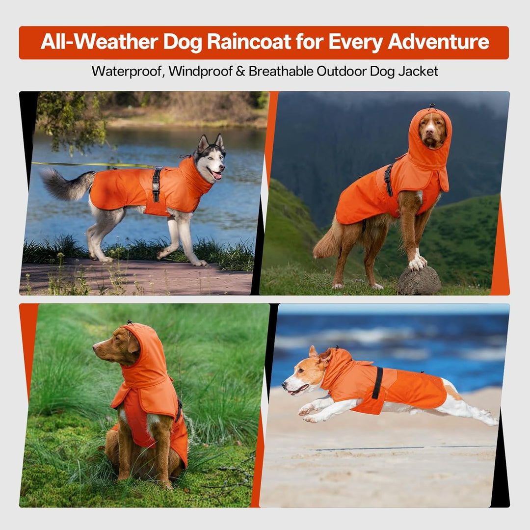 Hunde-Regenmantel, leichte Regenjacke, verstellbarer Haustierponcho mit Kapuze, schneefeste Hundewes