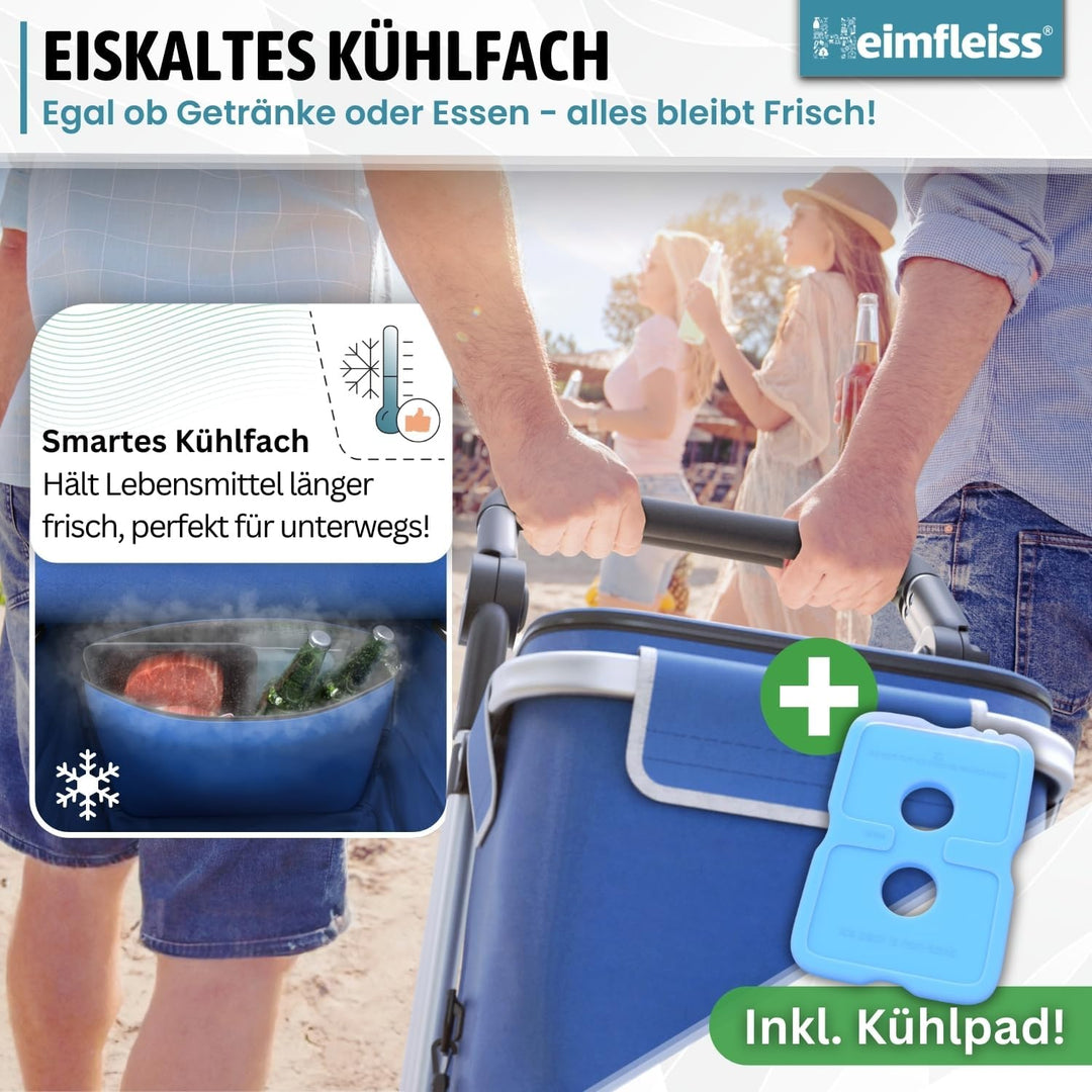 Heimfleiss® Einkaufswagen klappbar mit 56L Volumen | Einkaufstrolley klappbar mit 50kg Traglast | Le