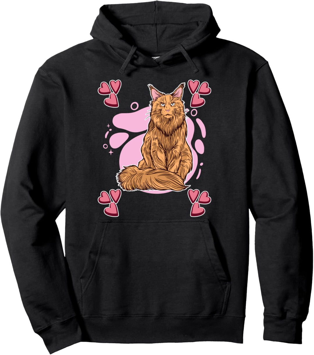 Damen Maine Coon Zeichnung Mädchen Maine Coon Pullover Hoodie