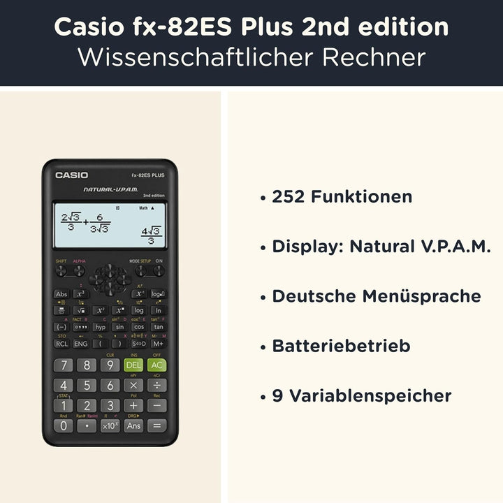 CALCUSO Sparpaket: Casio FX-82ES Plus 2nd Edition Technisch-Wissenschaftlicher Taschenrechner + WYNG