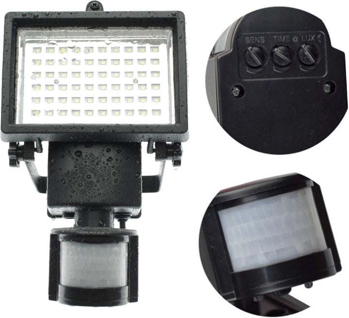 Trango LED Solar Strahler I Solar Wandleuchte I Solar Fluter SOL-YF60 mit Bewegungsmelder I Solar Au