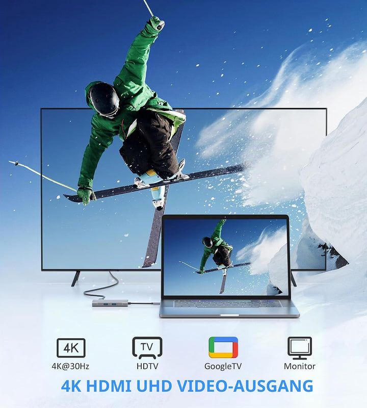 USB C Hub, UtechSmart Ethernet Multiport Adapter, 6 in 1 zu HDMI Dock kompatibel für MacBook Pro/Air