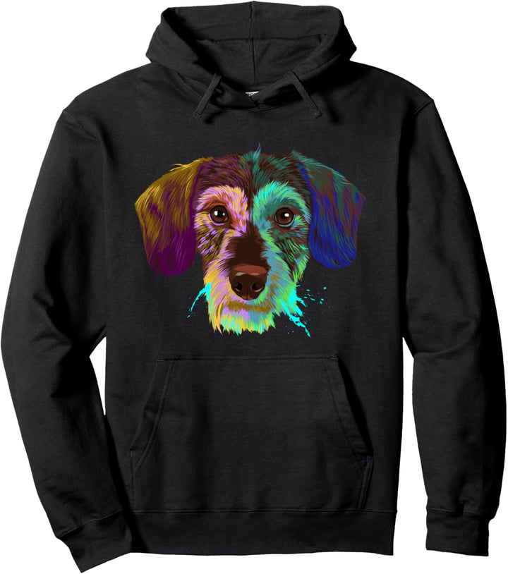 Bunter Splash Dackel Hund Rauhaardackel Pullover Hoodie