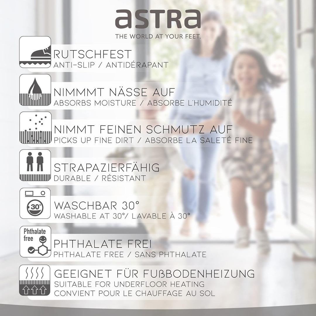 Astra rutschfeste Sauberlaufmatte innen - Fliesen 50 x 70 cm - Wohnraum Fussmatte Design - Extrem sa