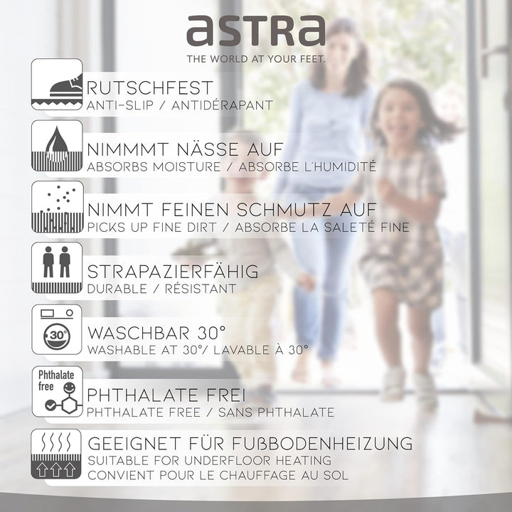Astra rutschfeste Sauberlaufmatte innen - Fliesen 50 x 70 cm - Wohnraum Fussmatte Design - Extrem sa