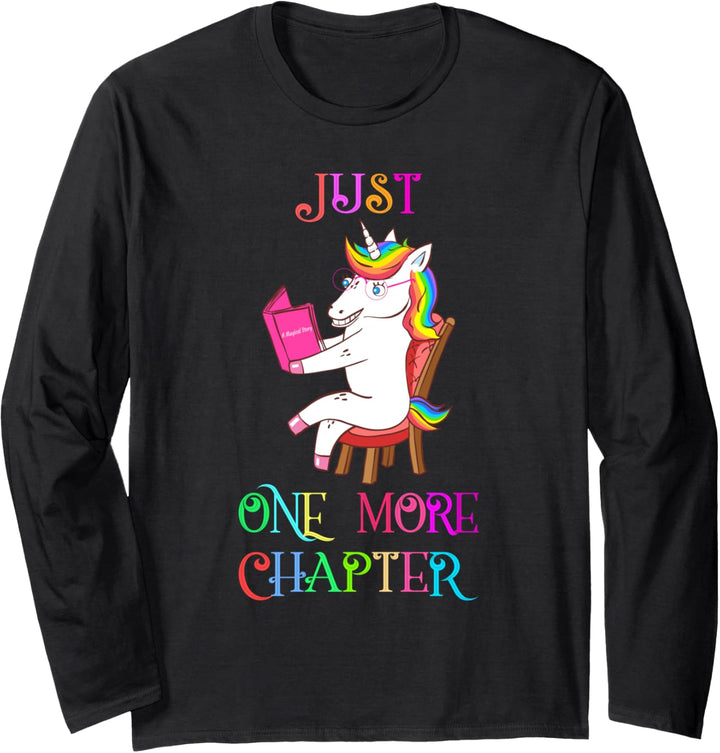 Just One More Chapter Girl Unicorn Book Lover Reader Reading Langarmshirt