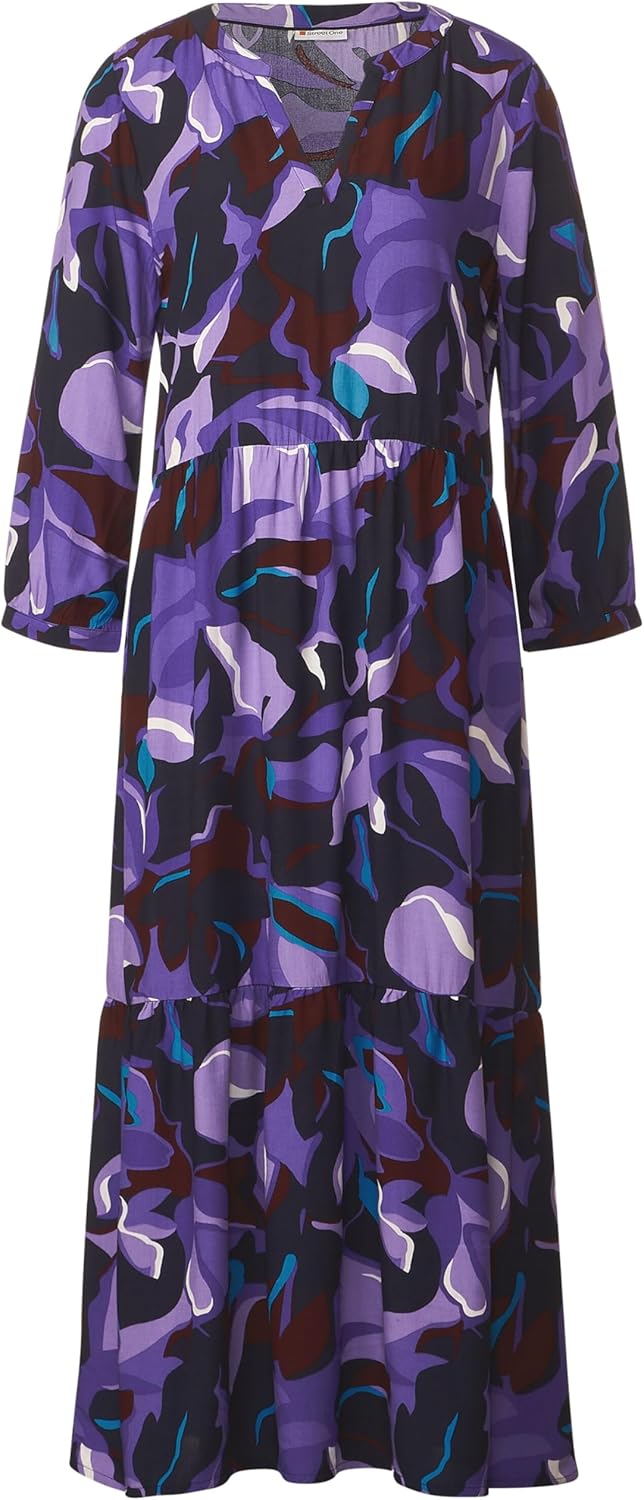 Street One Damen Midikleid Bedruckt, Lupine Lilac