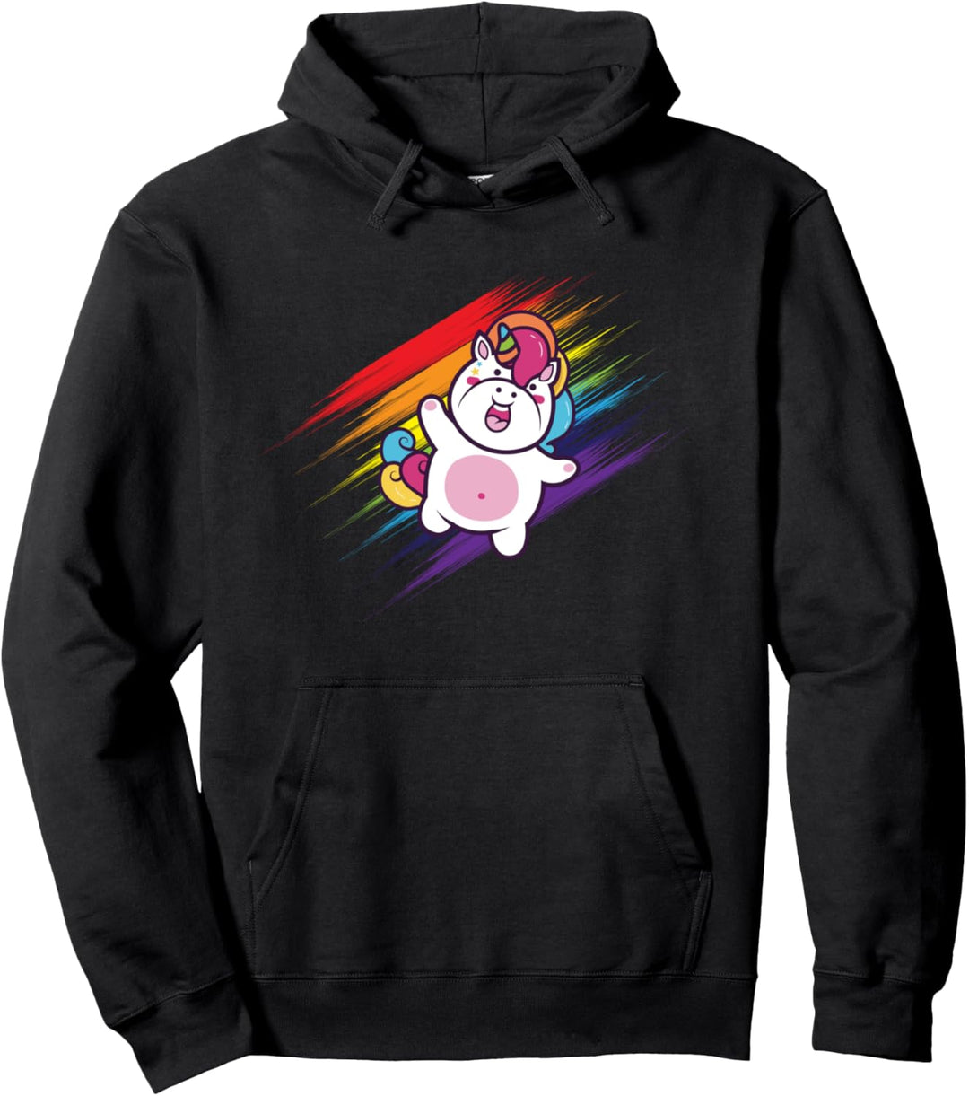 Einhorn mit Regenbogen Flagge Geschenk LGBT Gay Pride Pullover Hoodie