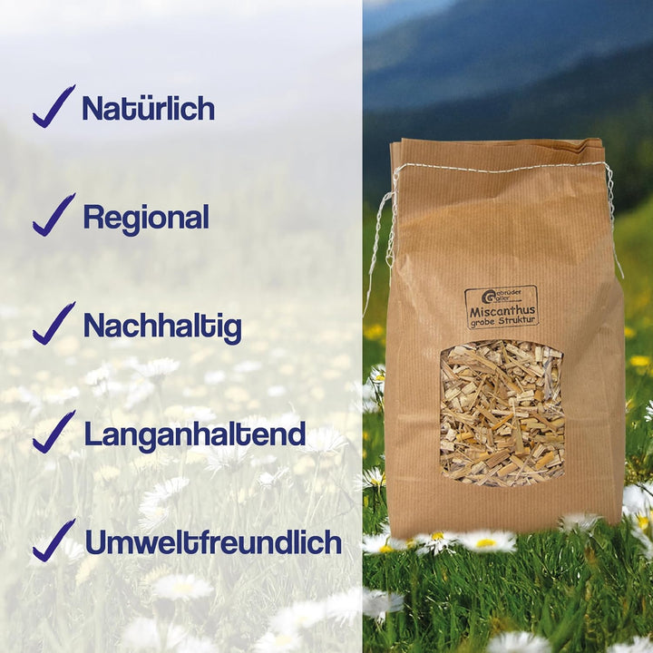 Bio Miscanthus Einstreu grob - Staubarm &amp; Saugstark - Einstreu für Kleintiere wie Kaninchen, Meersch