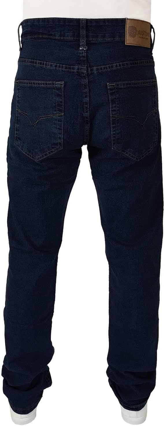Herren Jeans 5 Taschen Denim Regular Fit Gerades Bein Elastisch Hohe Taille 86 Dunkel, 86 Dunkel