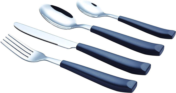 EXZACT 16 PCS Besteck Set/Edelstahl-Besteck - Edelstahl mit Kunststoff-Handgriffen - Bequem zu halte