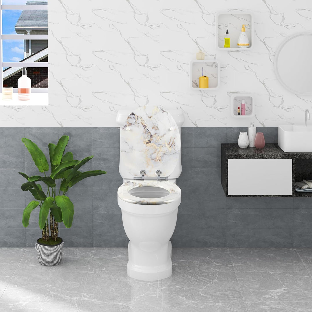 eSituro Toilettendeckel mit Absenkautomatik Holz, WC Sitz mit Quick-Release-Funktion für leichte Rei