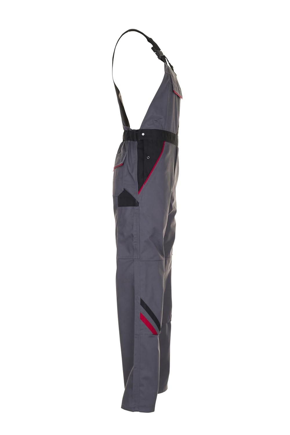 Planam 2332065 Highline Latzhose, Schiefer/Schwarz/Rot, Grösse 65 Schiefer/Schwarz/Rot 65, Schiefer/