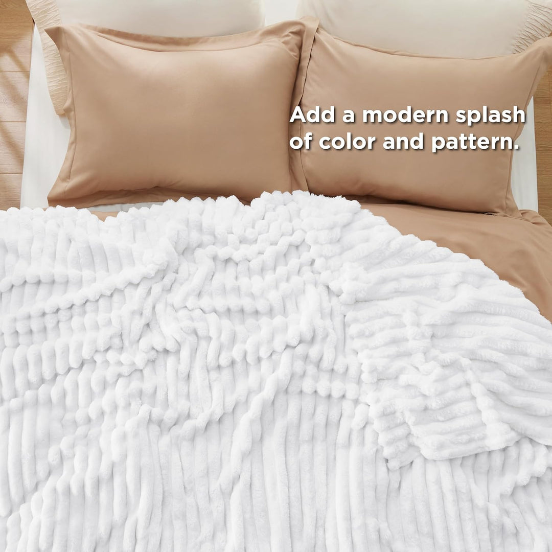 BEDSURE Kuscheldecke für Zimmer Deko - Wolldecke & Fleecedecke, Sofadecke, Weiche Warme Grobe Kordde