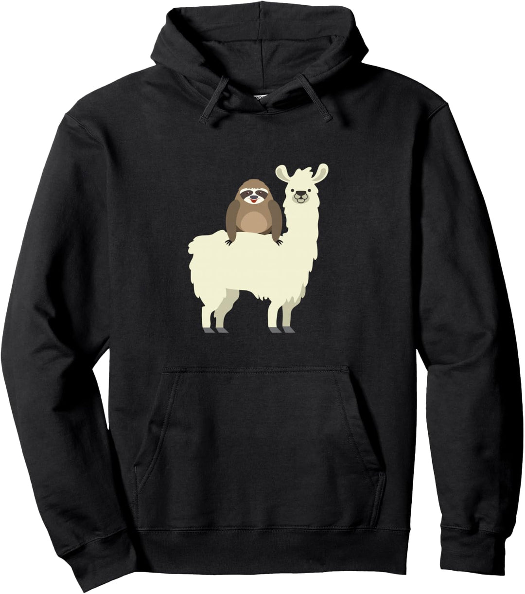 Cute &amp; Funny Sloth Riding Llama Pullover Hoodie