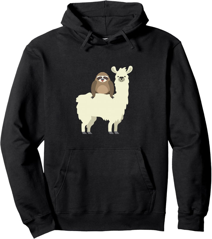 Cute &amp; Funny Sloth Riding Llama Pullover Hoodie