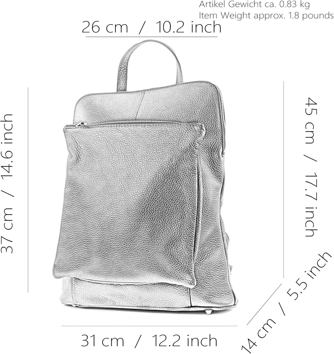 modamoda de - T141 - ital Damen Rucksacktasche 3in1 aus Leder Telegrau, Telegrau