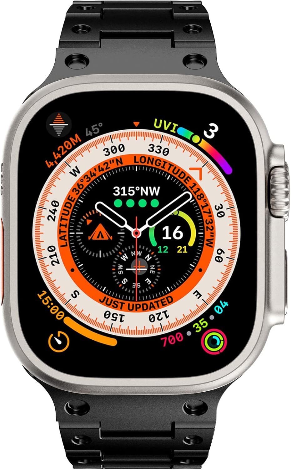 NewWays Metallband Kompatibel mit Apple Watch Armband 49mm 46mm 45mm 44mm 42mm(Serie 1 2 3),Edelstah