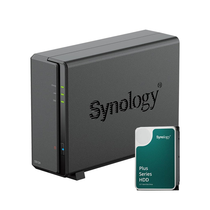 Synology DS124 NAS-Bundle 1 GB mit 1 Synology Festplatte 6 TB HAT3300, unmontiert, Schwarz