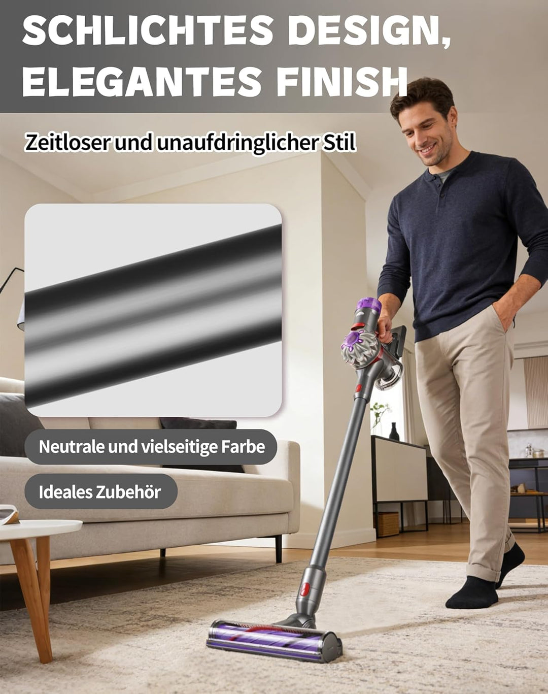Verlängerungsrohr für Dyson V7 V8 V10 V11 V15 –Ersatz-Rohr aus Aluminium, Schnellverschluss, Robust