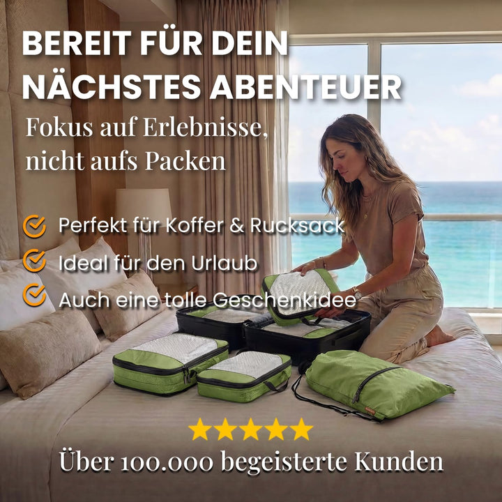Packtaschen Kompression für Koffer und Rucksack [4-teilig] mit Packbeutel - mehr Platz im Koffer ode