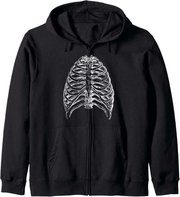Vintage Skeleton Ribcage Kapuzenjacke