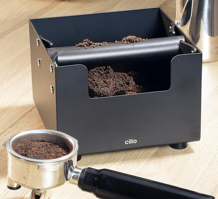 cilio Ausschlagdose BARISTA, Abklopfbehälter für Siebträger, Edelstahl rostfrei, Pulverbeschichtet,