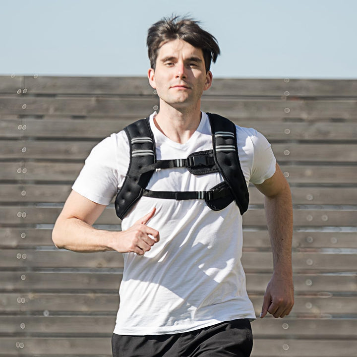 KOMFOTTEU Gewichtsweste 5-15 kg, Trainingsweste aus Neopren verstellbar, Fitnessweste Laufweste mit