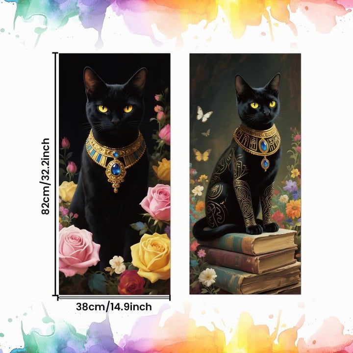 ANATTASOUL Mülleimer Aufkleber, 2 Blätter Mülltonnen Aufkleber 38×82cm Pharao Schwarze Katze Selbstk