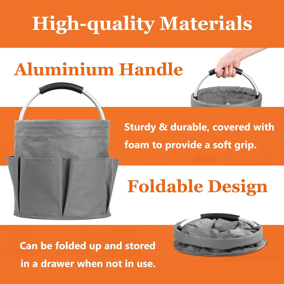 2Pcs 17L Putzmittel Organizer mit 6 Taschen, Faltbarer Einkaufskorb aus 600D Oxford-Gewebe, Tragbare