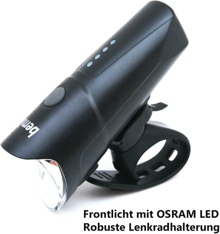 bemiX Fahrradlicht Set StVZO zugelassen LED Fahrradleuchtenset regenfest mit Schnellbefestigung Hell