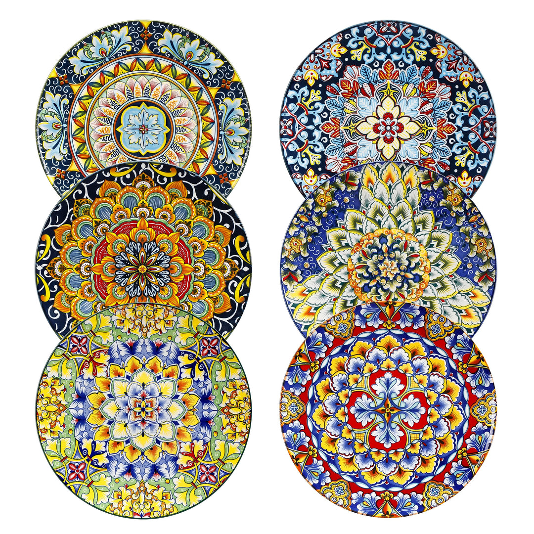 vancasso Speiseteller Porzellan Set von 6, 8,5 Zoll Bunt Frühstücksteller Keramik Dessertteller, Mik