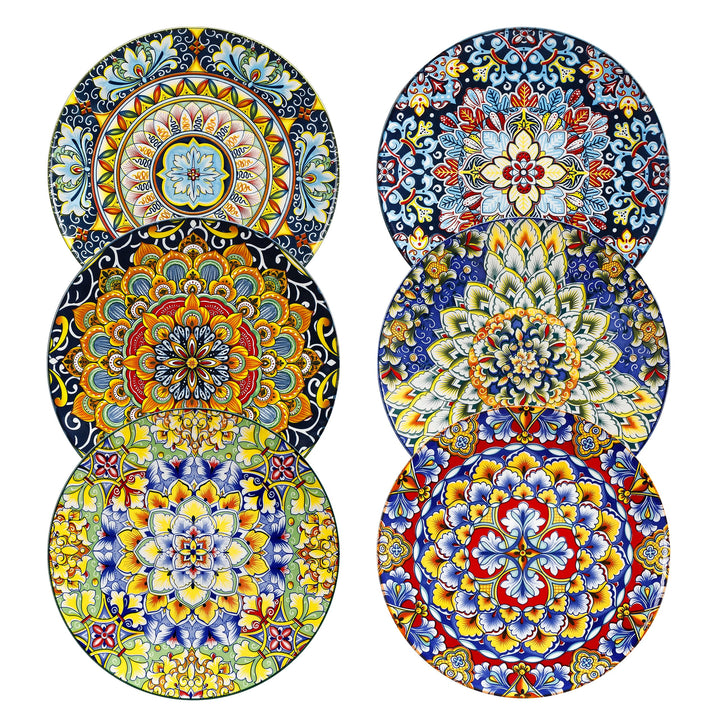 vancasso Speiseteller Porzellan Set von 6, 8,5 Zoll Bunt Frühstücksteller Keramik Dessertteller, Mik