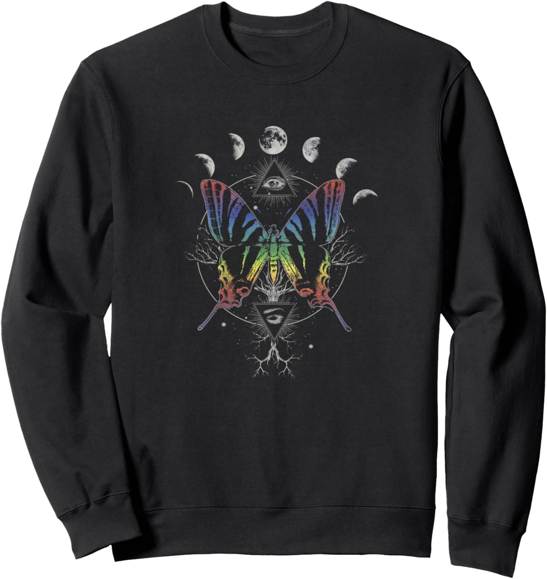 Moon Cycle Rainbow Butterfly Circle Sweatshirt
