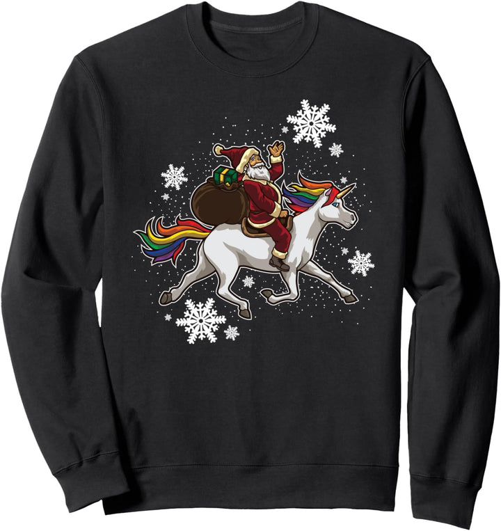 Weihnachtsmann reitet Einhorn - Weihnachtliches Fabelwesen Sweatshirt