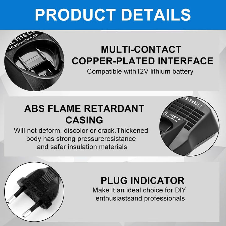 Ladegerät für Bosch, Professional Ladegerät für Bosch, 10.8V-12V AL1115CV AL1130CV Akkus Schnelllade